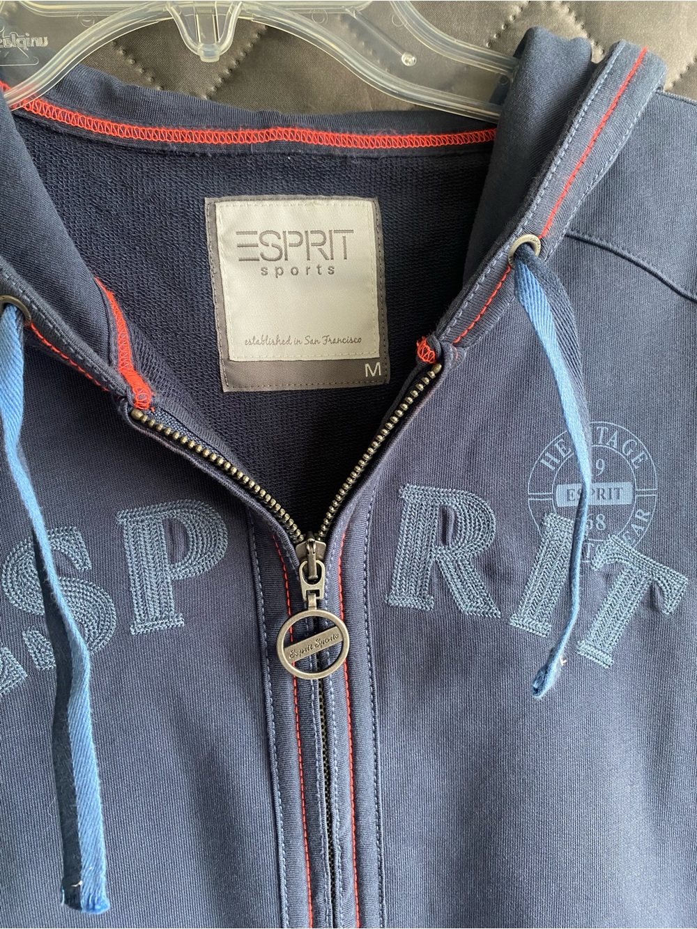 VNTG Esprit Sports Spell Out Zip Hoodie Deadstock NWT y2k embroidery M
